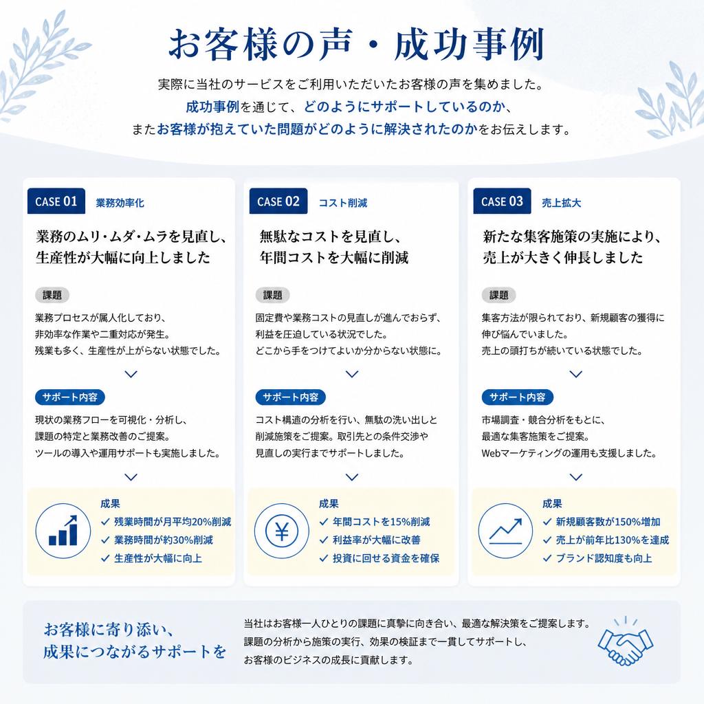 お客様の声：成功事例のご紹介